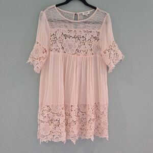 Umgee Pink Lace Mini Dress